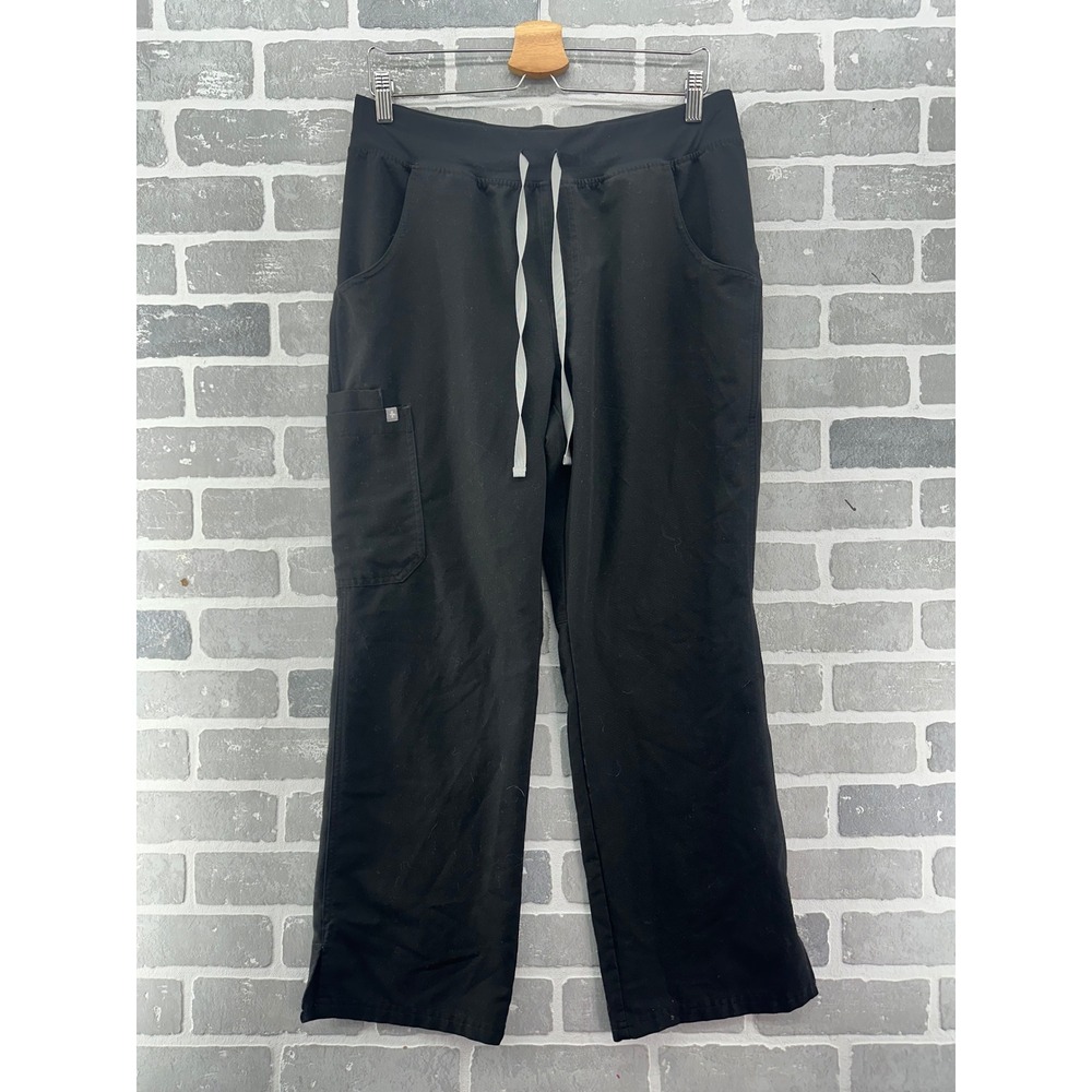 FIGS Kade Cargo Scrub Pants Black Technical Collection Yoga Waist L/P 1000219